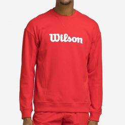 Bluza tenisowa męska Wilson Classic. Czerwone bluzy nierozpinane męskie Wilson, m, bez wzorów, z bawełny, sportowe, bez ramiączek, bez kaptura. Za 289.99 zł.