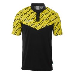 Polo Uhlsport Progressive 28. Czarne koszulki polo męskie Uhlsport, bez wzorów, sportowe, bez kołnierzyka, bez ramiączek. Za 180.00 zł.