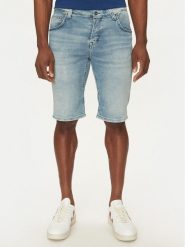 Mustang Szorty jeansowe Chicago 1012672 Niebieski Slim Fit. Niebieskie szorty męskie Mustang, bez wzorów, z bawełny. Za 169.99 zł.