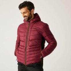Kurtka męska hybrydowa Leedre z kapturem. Brązowe kurtki męskie Regatta, m, bez wzorów, z puchu, sportowe, bez ramiączek, z kapturem. Za 239.99 zł.
