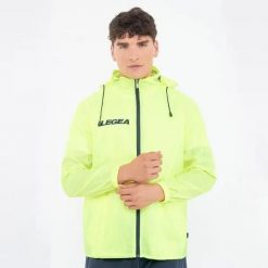 Kurtka przeciwdeszczowa CAIRO żółta fluorescencyjna. Niebieskie kurtki męskie Legea, m, bez wzorów, bez ramiączek, bez kaptura. W wyprzedaży za 72.00 zł.