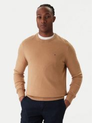 Tommy Hilfiger Sweter MW0MW28046 Beżowy Regular Fit. Brązowe kardigany męskie Tommy Hilfiger, m, bez wzorów, z bawełny, bez ramiączek. Za 519.99 zł.