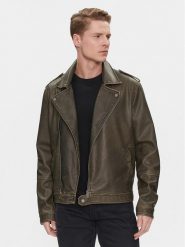 Brave Soul Kurtka z imitacji skóry MJK-CONEYKHAKI Khaki Straight Fit. Brązowe kurtki męskie Brave Soul, m, bez wzorów, ze skóry, bez ramiączek, bez kaptura. Za 199.99 zł.
