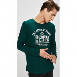 Tom Tailor Denim - Longsleeve. Czarne koszulki męskie z długim rękawem Tom Tailor Denim, z nadrukiem, z bawełny, z okrągłym kołnierzem, z długim rękawem. W wyprzedaży za 69.90 zł.