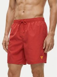 Guess Szorty kąpielowe F6GT24 WG282 Czerwony Regular Fit. Czerwone kąpielówki męskie Guess, z aplikacjami, z syntetyku. Za 219.99 zł.