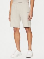 Calvin Klein Szorty sportowe Micro Logo K10K111208 Beżowy Regular Fit. Brązowe szorty sportowe męskie Calvin Klein, bez wzorów, z bawełny, sportowe. Za 209.99 zł.