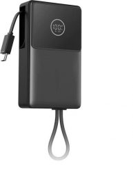 Powerbank Joyroom JR-PR1 10000mAh 22,5W z wbudowanym zwijanym kablem USB-C - czarny. Czarne powerbanki Joyroom. Za 88.54 zł.