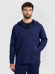 4F Bluza dresowa rozpinana z kapturem męska - granatowa XXL. Niebieskie bluzy z kapturem męskie 4f, m, bez wzorów, z dresówki, z kapturem. Za 229.99 zł.