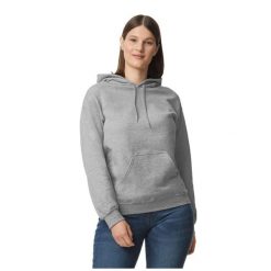 Bluza Z Kapturem Dla Dorosłych Unisex Softstyle Fleece Midweight. Szare bluzy nierozpinane męskie GILDAN, m, bez wzorów, bez ramiączek, z kapturem. Za 146.99 zł.
