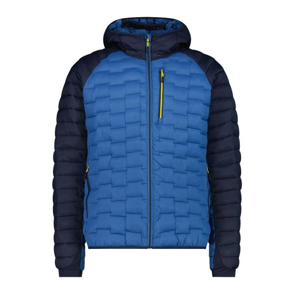 Kurtka z kapturem CMP. Niebieskie kurtki męskie CMP, bez wzorów, z puchu, sportowe, bez ramiączek, z kapturem. W wyprzedaży za 454.00 zł.