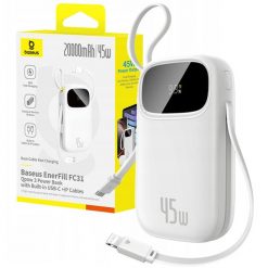 Powerbank Baseus 20000 mAh 45W USB-C USB lightning. Białe powerbanki Baseus. Za 139.00 zł.