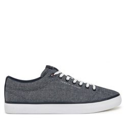 Tenisówki Tommy Hilfiger. Niebieskie trampki męskie Tommy Hilfiger, bez wzorów, bez zapięcia. Za 179.99 zł.