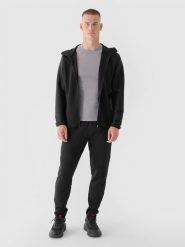 4F Spodnie treningowe szybkoschnące męskie 4F x Robert Lewandowski - czarne L. Czarne długie spodnie sportowe męskie 4f, bez wzorów, z dzianiny, na fitness i siłownię. W wyprzedaży za 119.99 zł.