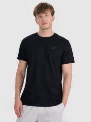 4F T-shirt regular gładki męski - czarny 3XL. Czarne t-shirty męskie 4f, m, bez wzorów, z bawełny, bez kołnierzyka, bez ramiączek. Za 49.99 zł.
