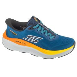 Buty do biegania męskie, Slip-Ins: Max Run. Niebieskie buty do biegania męskie Skechers, bez wzorów, bez zapięcia, do biegania. Za 519.99 zł.