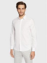 Sisley Koszula 5CNX5QL19 Biały Slim Fit. Białe koszule męskie Sisley, m, bez wzorów, z bawełny, bez kołnierzyka, bez ramiączek. Za 119.99 zł.