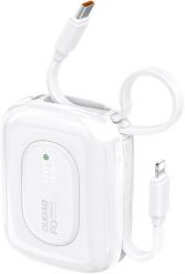 Powerbank Dudao K32 10000 mAh z wbudowanym kablem USB-C/Lightning - biały. Białe powerbanki Dudao. Za 60.16 zł.