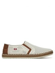 Rieker Półbuty B5297-80 Biały. Białe codzienne półbuty męskie Rieker, bez wzorów, ze skóry, bez obcasa, bez zapięcia. Za 209.99 zł.