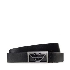 Pasek Męski Emporio Armani. Czarne paski męskie Emporio Armani, bez wzorów. Za 409.99 zł.