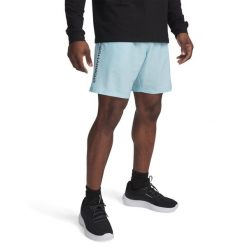 Męskie spodenki Under Armour Tech Woven Wordmark Short Blue. Niebieskie szorty sportowe męskie Under Armour, bez wzorów, z materiału, sportowe. Za 204.99 zł.