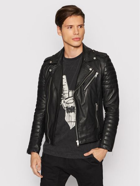 Serge Pariente Kurtka skórzana Hipster Czarny Regular Fit. Czarne kurtki męskie Serge Pariente, m, bez wzorów, ze skóry, bez ramiączek, bez kaptura. Za 1,049.00 zł.