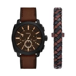 Zestaw zegarek i bransoletka Fossil. Brązowe zegarki męskie Fossil. Za 899.99 zł.