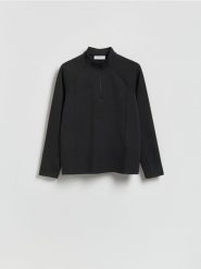 Bluza ze stójką - czarny. Czarne bluzy nierozpinane męskie Reserved, l, bez wzorów, z dzianiny, bez ramiączek, bez kaptura. Za 119.99 zł.