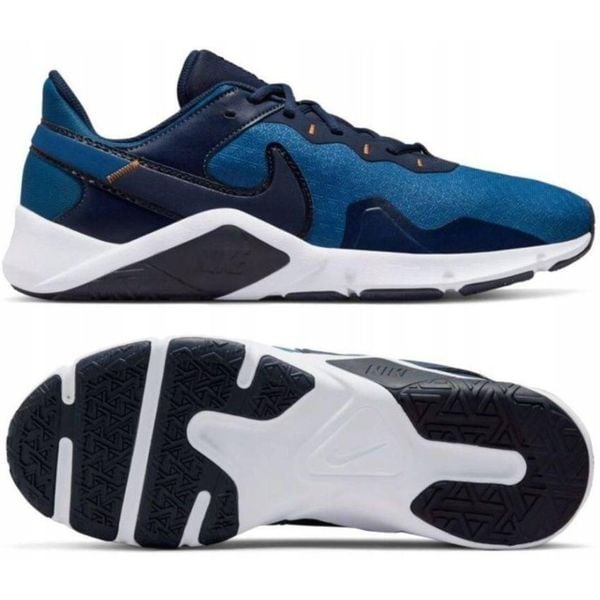 Buty męskie Nike Legend Essential 2 CQ9356-008. Niebieskie buty do biegania męskie Nike, bez wzorów, z tkaniny, bez zapięcia, do biegania. Za 251.99 zł.