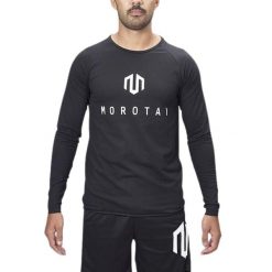 Koszulka treningowa męska Morotai Performance Bonded Longsleeve. Czarne t-shirty sportowe męskie MOROTAI, l, bez wzorów, z elastanu, sportowe, bez ramiączek. Za 132.00 zł.