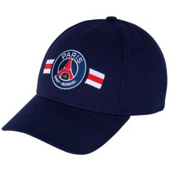Czapka z daszkiem Paris Saint Germain bawełna granatowa. Niebieskie czapki męskie PSG, bez wzorów, z bawełny. Za 109.00 zł.