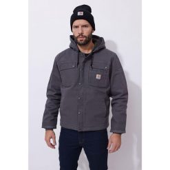 Kurtka turystyczna męska Carhartt Washed Duck Sherpa Utility ocieplana. Szare kurtki męskie Carhartt, m, bez wzorów, sportowe, bez ramiączek, bez kaptura. Za 822.00 zł.