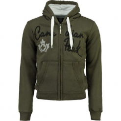 Bluza "Flat" w kolorze khaki. Brązowe bluzy rozpinane męskie Canadian Peak, z nadrukiem, prążkowane. W wyprzedaży za 136.95 zł.