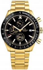 Zegarek Giewont Zegarek Męski Chronograph Sapphire Złoto Czarny GW8720-B4. Czarne zegarki męskie Giewont, złote. Za 223.20 zł.