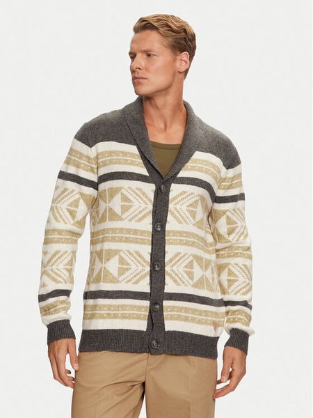 Guess Kardigan Efrem M4BR21 Z3HE2 Szary Regular Fit. Szare kardigany męskie Guess, z aplikacjami, z syntetyku, bez kołnierzyka, bez ramiączek. Za 269.99 zł.