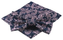 Mucha Męska z Poszetką - Alties - Granat, Różowe Kwiaty. Czerwone krawaty i muchy męskie Alties, bez wzorów, eleganckie. Za 54.00 zł.