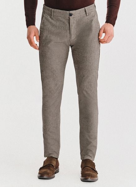 PAKO LORENTE - Brązowe spodnie chino. Brązowe eleganckie spodnie męskie Pako Lorente, bez wzorów, z bawełny, casualowe. Za 359.99 zł.