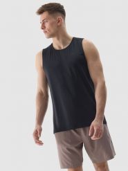 4F Tank top treningowy regular z materiału z recyklingu męski - głęboka czerń XL. Czarne t-shirty męskie 4f, m, bez wzorów, z dzianiny, bez kołnierzyka, bez ramiączek. W wyprzedaży za 29.99 zł.