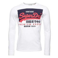 Koszulka sportowa męska Superdry Vl O. Białe t-shirty sportowe męskie Superdry., m, bez wzorów, z bawełny, klasyczne, bez ramiączek. W wyprzedaży za 96.00 zł.