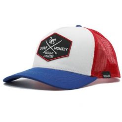 Czapka Trucker - 5 Paneli / Z Recyklingu (Niebiesko-Czerwony). Niebieskie czapki męskie SURF MONKEY, z aplikacjami, sportowe. Za 159.95 zł.
