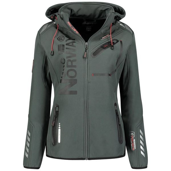 Kurtka softshell Geographical Norway (WU8088F/GN D.GREY/BLACK). Czarne kurtki softshell męskie Geographical Norway, bez wzorów, z softshellu, bez kaptura, trekkingowe. Za 239.00 zł.