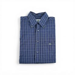 Second life - Klasyczna koszula w kratę dla mężczyzn - Stan bardzo dobry. Niebieskie koszule męskie Lacoste, m, bez wzorów, bez kołnierzyka, bez ramiączek. Za 169.16 zł.