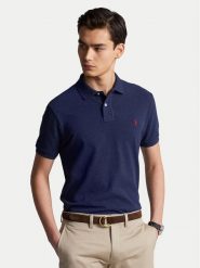 Polo Ralph Lauren Polo 710680784292 Granatowy Custom Slim Fit. Niebieskie koszulki polo męskie Polo Ralph Lauren, m, bez wzorów, z bawełny, bez kołnierzyka, bez ramiączek. Za 419.99 zł.