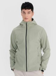 4F Kurtka softshell wiatroodporna membrana 5000 męska - oliwkowa/khaki XXL. Brązowe kurtki męskie 4f, m, bez wzorów, z dzianiny, klasyczne, bez ramiączek, z kapturem. W wyprzedaży za 199.99 zł.