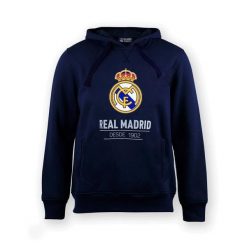 Bluza z kapturem dla dorosłych unisex Real Madryt 1902. Niebieskie bluzy nierozpinane męskie FC Barcelona, xl, bez wzorów, bez ramiączek, z kapturem. W wyprzedaży za 247.92 zł.