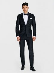 PAKO LORENTE – Ślubna żakardowa marynarka smokingowa w kolorze czarnym. Czarne marynarki męskie Pako Lorente, bez wzorów, z wełny. Za 4,749.94 zł.