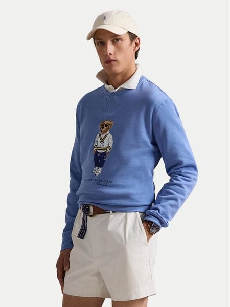 Polo Ralph Lauren Bluza 710973145001 Niebieski Relaxed Fit. Niebieskie bluzy nierozpinane męskie Polo Ralph Lauren, m, bez wzorów, z bawełny, bez ramiączek, bez kaptura. Za 669.99 zł.