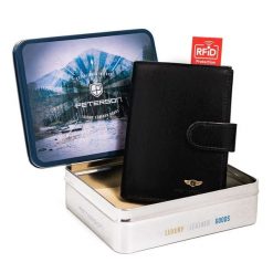 Portfel skórzany Peterson [DH] PTN 324Z 2-1 czarny. Czarne portfele męskie Peterson, bez wzorów, ze skóry. Za 104.00 zł.