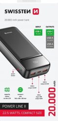 SWISSTEN, Powerbank, POWER LINE II, Li-Pol, 5/9/12V, do �adowania telefon�w i innych urz�dze�, 22013947, 20000mAh, czarna. Czarne powerbanki SWISSTEN. Za 123.87 zł.