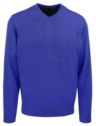Męski, Bawełniany Sweter w Serek (V-neck) - Adriano Guinari - Charbowy. Niebieskie swetry męskie Adriano Guinari, bez wzorów, z bawełny, biznesowe, bez kołnierzyka, bez ramiączek. Za 169.00 zł.