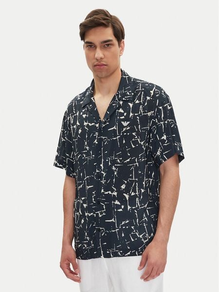 Emporio Armani Koszula EM000593 AF12351 FB070 Granatowy Regular Fit. Niebieskie koszule męskie Emporio Armani, l, bez wzorów, z wiskozy, bez kołnierzyka, bez ramiączek. Za 299.99 zł.